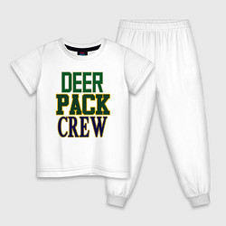 Пижама хлопковая детская Deer Pack Crew, цвет: белый