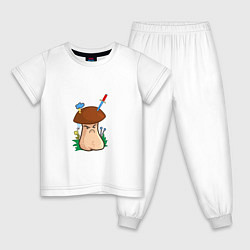 Пижама хлопковая детская Недовольный, цвет: белый