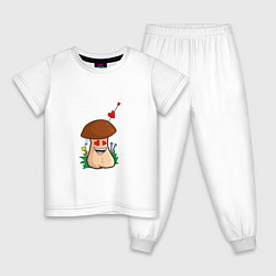 Пижама хлопковая детская Влюбленный, цвет: белый