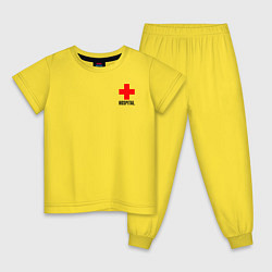 Пижама хлопковая детская Hospital TEXT, цвет: желтый