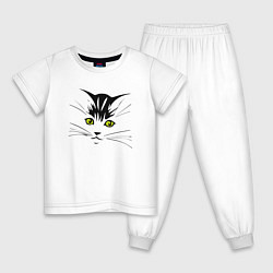 Пижама хлопковая детская Кошечка, цвет: белый