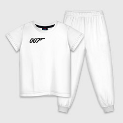 Пижама хлопковая детская 007 лого, цвет: белый
