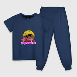 Пижама хлопковая детская Retrowave style 2, цвет: тёмно-синий