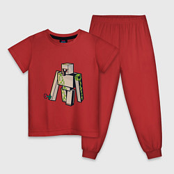 Пижама хлопковая детская Железный голем Майнкрафт, цвет: красный