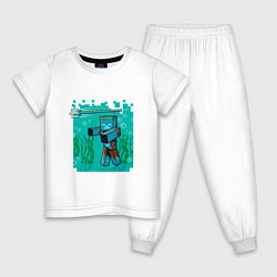 Пижама хлопковая детская Утопленник Drowne Майнкрафт, цвет: белый