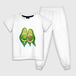 Пижама хлопковая детская Парочка авокадо, цвет: белый