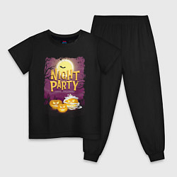 Пижама хлопковая детская Ночная вечеринка, цвет: черный