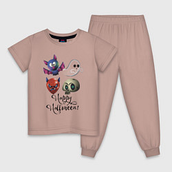 Пижама хлопковая детская Великолепная четверка, цвет: пыльно-розовый