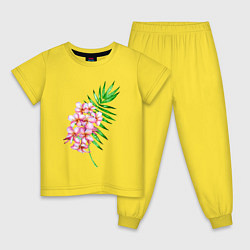 Пижама хлопковая детская Цветущая ветка Акварель, цвет: желтый