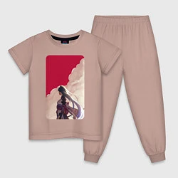 Пижама хлопковая детская Одиночество Баал, цвет: пыльно-розовый