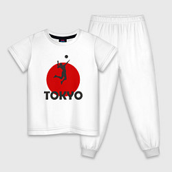 Пижама хлопковая детская Tokyo Volleyball, цвет: белый