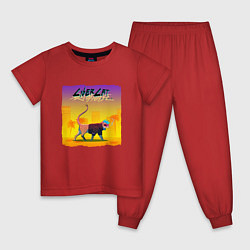 Пижама хлопковая детская CyberCat 2077 Кибер Кот 2077, цвет: красный