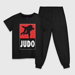 Пижама хлопковая детская Judo, цвет: черный