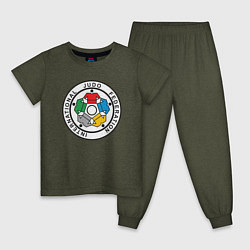 Пижама хлопковая детская Judo Federation, цвет: меланж-хаки
