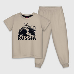 Пижама хлопковая детская Russian bear, цвет: миндальный