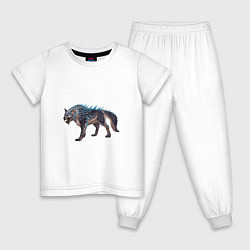 Пижама хлопковая детская Северный волк, цвет: белый