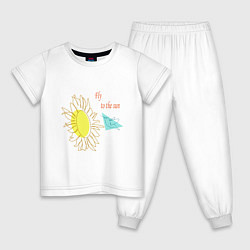 Пижама хлопковая детская Полет, цвет: белый