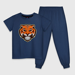 Пижама хлопковая детская Мудрый Тигр, цвет: тёмно-синий