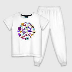 Пижама хлопковая детская Конфетный набор, цвет: белый