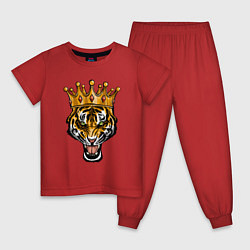 Пижама хлопковая детская Царь тигр, цвет: красный