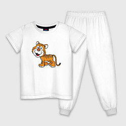 Пижама хлопковая детская Добрый тигр, цвет: белый