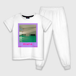 Пижама хлопковая детская Vaporwave pool 1, цвет: белый