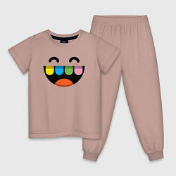 Пижама хлопковая детская Toca Boca: Smile, цвет: пыльно-розовый