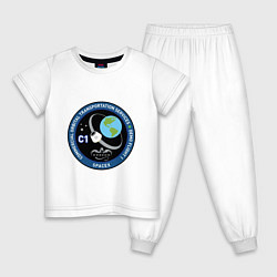 Пижама хлопковая детская SPACE X С1, цвет: белый