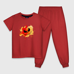 Пижама хлопковая детская Злая тыква в смятку, цвет: красный