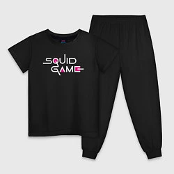 Пижама хлопковая детская Squid Game: Logo, цвет: черный
