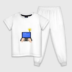 Пижама хлопковая детская Создание компьютерной программы, цвет: белый