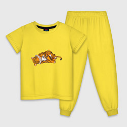 Пижама хлопковая детская Спящий тигр, цвет: желтый