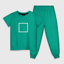 Пижама хлопковая детская Игра в кальмара: Квадрат цвета зеленый — фото 1