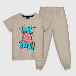 Пижама хлопковая детская Donut Worry, цвет: миндальный