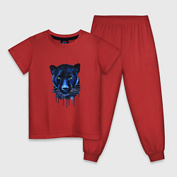 Пижама хлопковая детская Голова пантеры потекшая краска, цвет: красный