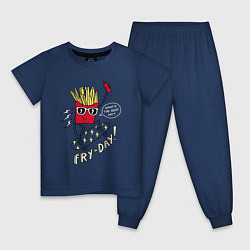 Пижама хлопковая детская Fry-day, цвет: тёмно-синий