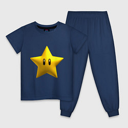 Пижама хлопковая детская PowStar, цвет: тёмно-синий
