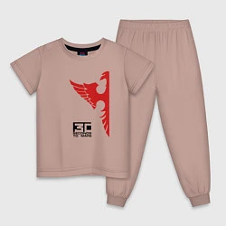 Пижама хлопковая детская 30 Seconds to Mars красный орел, цвет: пыльно-розовый