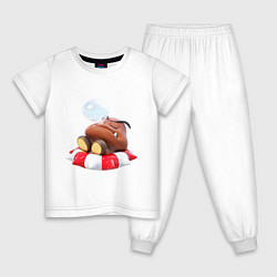 Пижама хлопковая детская GoombaSleep, цвет: белый