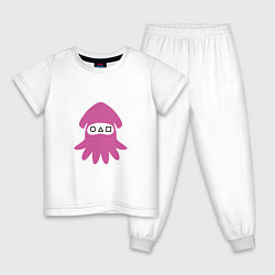 Пижама хлопковая детская Squid Pink, цвет: белый