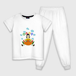 Пижама хлопковая детская Игра в кальмара: Кукла, цвет: белый