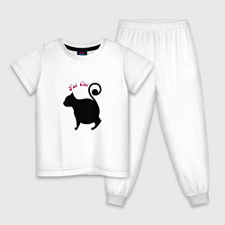 Пижама хлопковая детская Кот толстый, цвет: белый