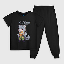 Пижама хлопковая детская Genshin Impact Mini Razor, цвет: черный