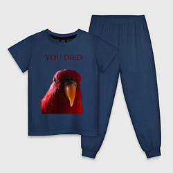 Пижама хлопковая детская Красный попугай, цвет: тёмно-синий