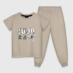 Пижама хлопковая детская Style Judo, цвет: миндальный