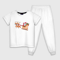 Пижама хлопковая детская Санта в маске, цвет: белый