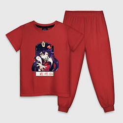 Пижама хлопковая детская Ху Тао воздушный поцелуй Геншин импакт, цвет: красный