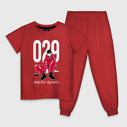 Пижама хлопковая детская Squid game: guard 029, цвет: красный