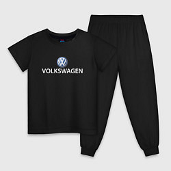 Пижама хлопковая детская VOLKSWAGEN LOGO, цвет: черный