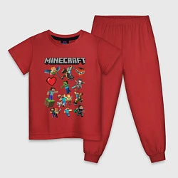 Пижама хлопковая детская МИР МАНКРАФТА, ГЕРОИ И МОНСТРЫ ИГРЫ, цвет: красный